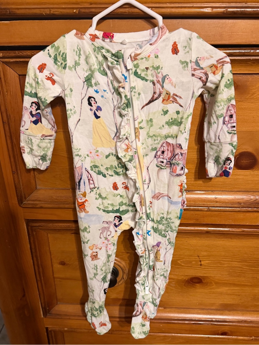 Posh Peanut Snow White Print Footed One-Piece – Cream, Green, Yellow